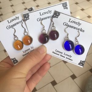 Artisan glass hand made earrings, 3 pairs